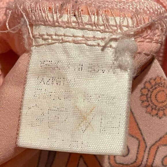 Vintage 70’s 80’s Pink Long Sleeve Button Down Knit Collared Floral Asian Shirt - Picture 4 of 11